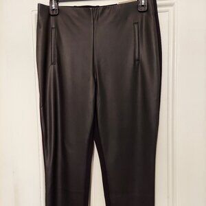 NWT Chico's Juliet Black Pants in Faux Leather Front, Ponte Knit Back size 1.5